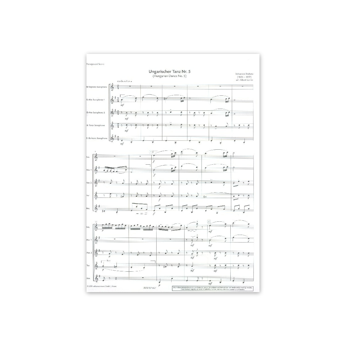 Brahms, Ungarischer Tanz Nr.5