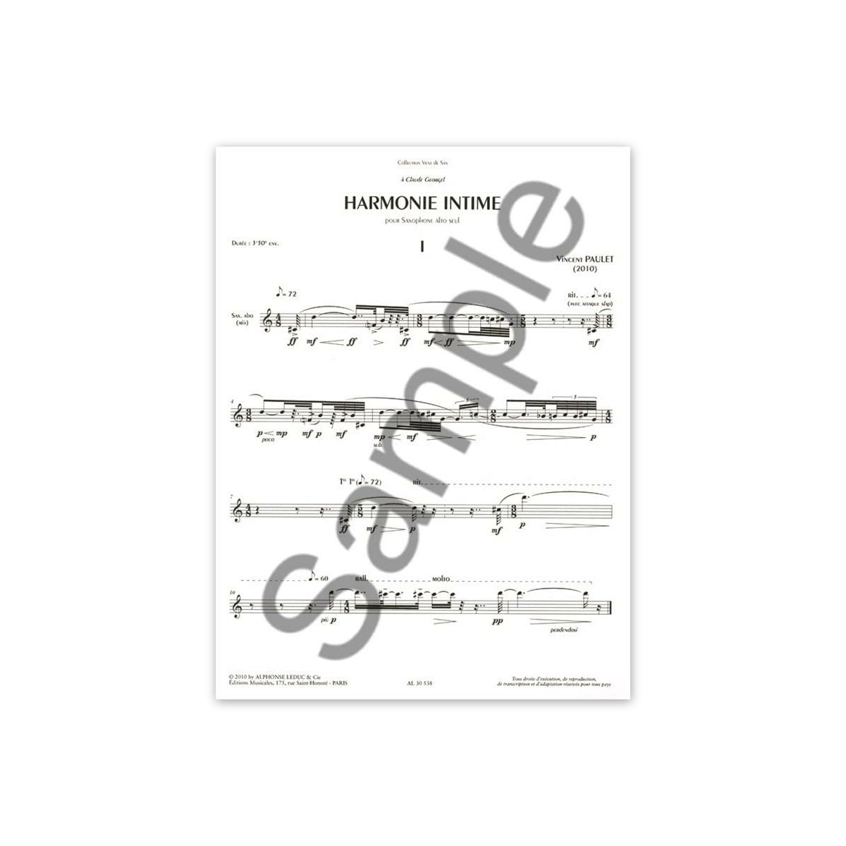 Paulet, Harmonie intime