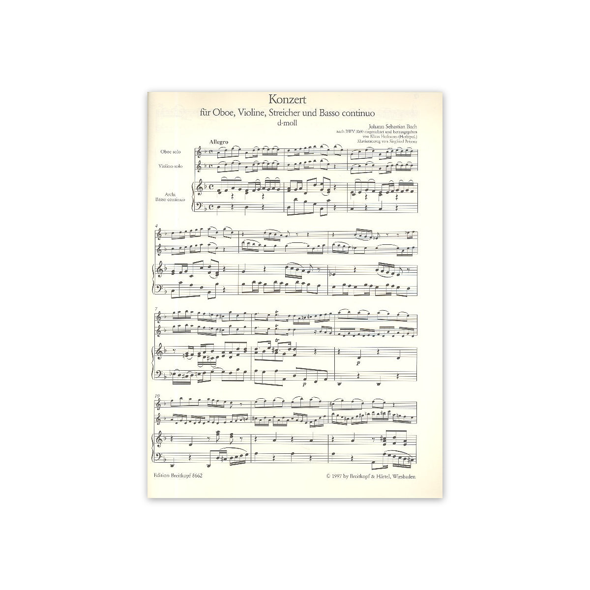 Bach, Konzert d-Moll BWV1060- Vl.,Ob.oder 2Vl