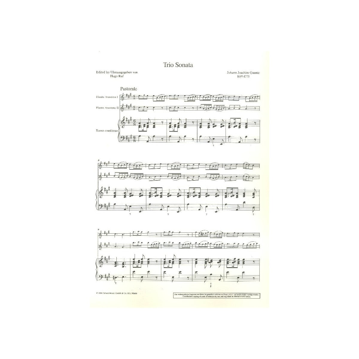 Quantz, Triosonate A-Dur - 2 Fl.,Bc. View 2