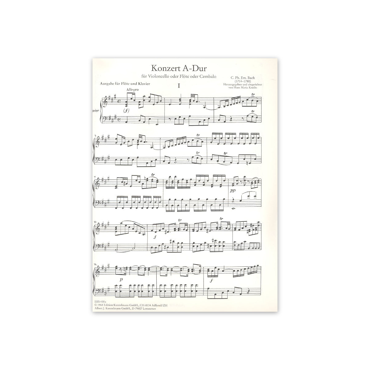 Bach C.Ph.E., Konzert A-Dur