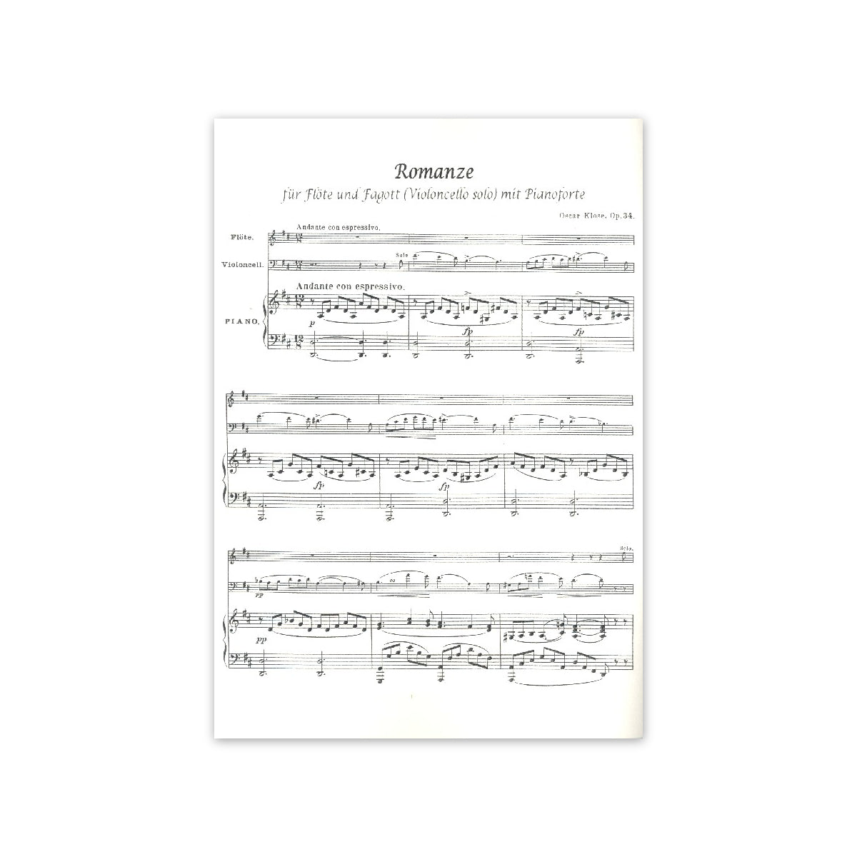Klose, Romance op.34 - Fl.,Fag.,Klav. View 1