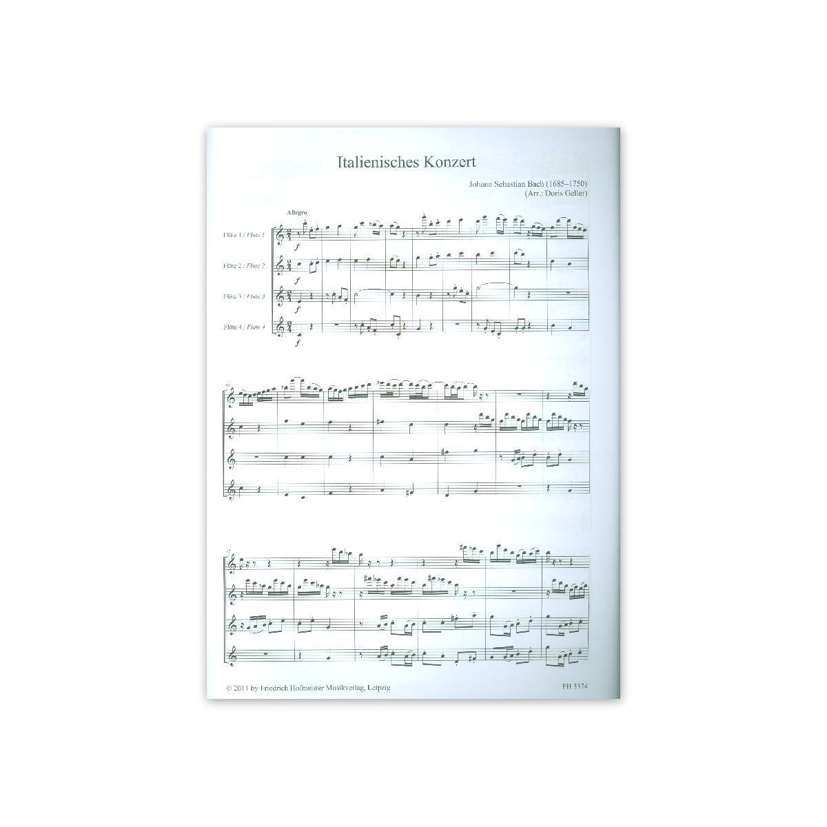 Bach, Italienisches Konzert - bearb.für 4 Fl View 1