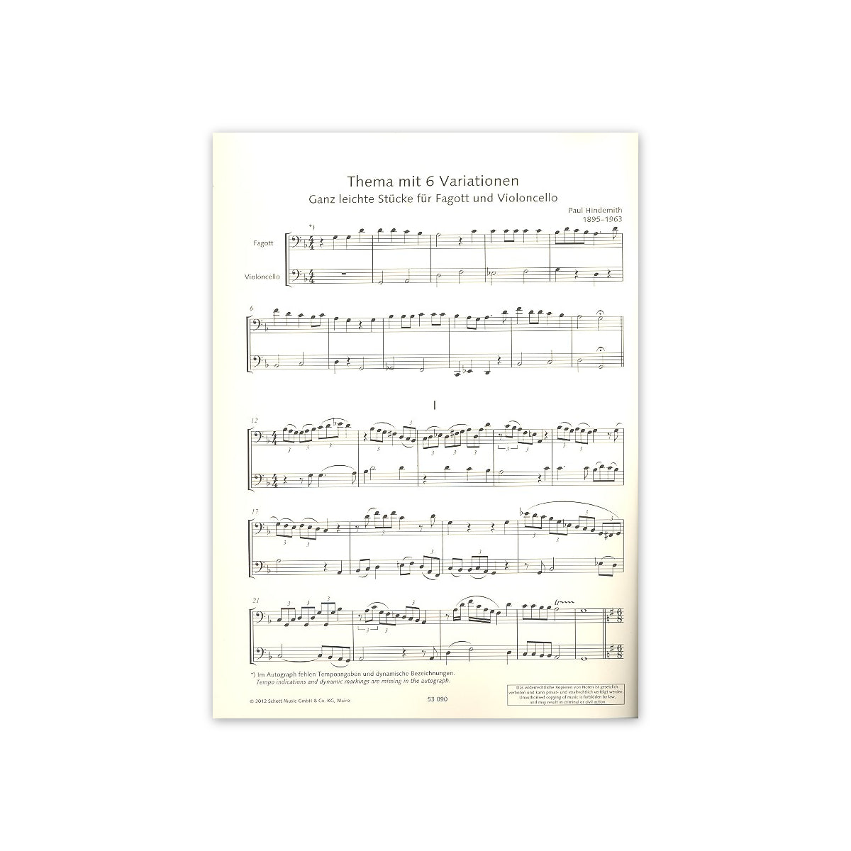 Hindemith, Thema mit 6 Variationen View 1