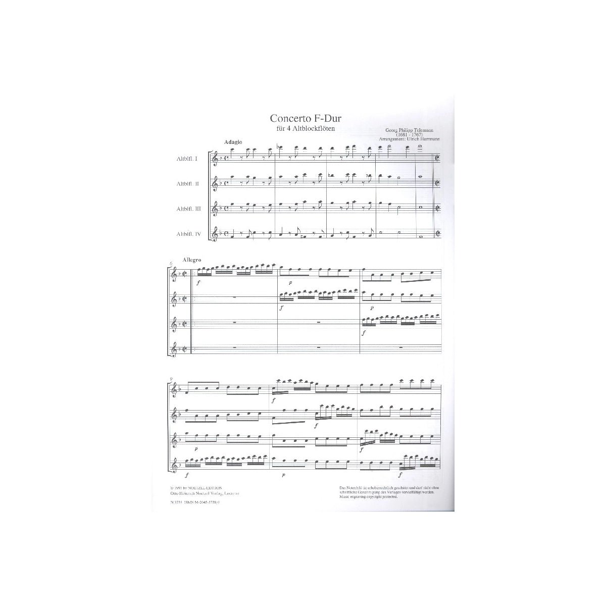Telemann, Konzert F-Dur - 4 Altblfl.