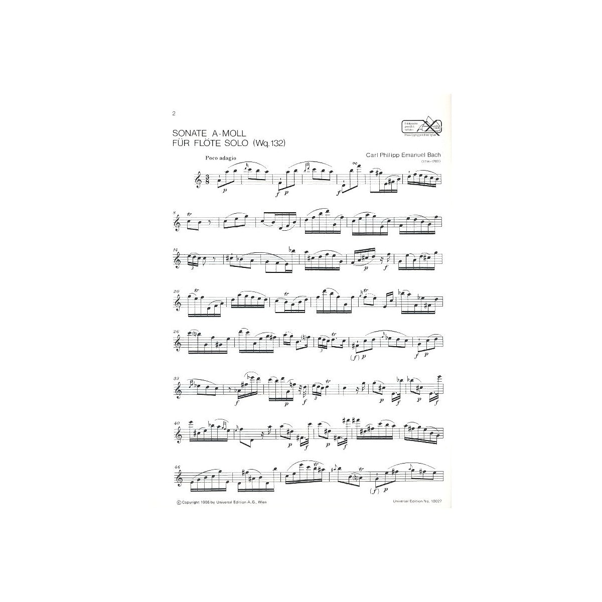 Bach C.Ph.E., Sonate a-Moll View 2