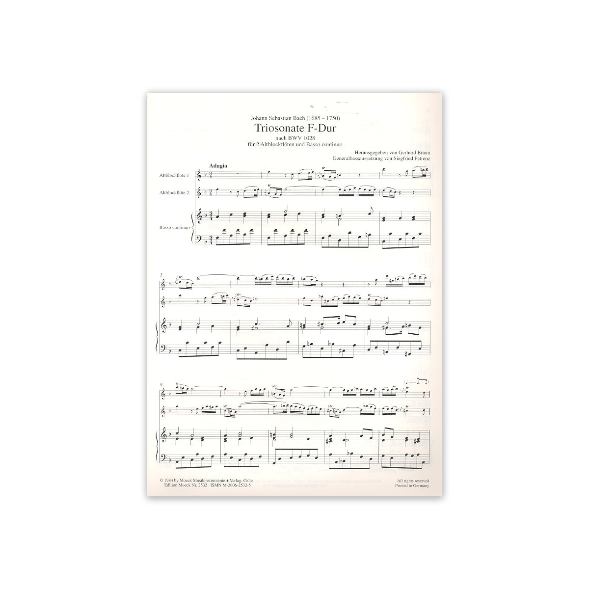 Bach, Triosonate F-Dur BWV 1028 - 2 Altlblfl. View 1