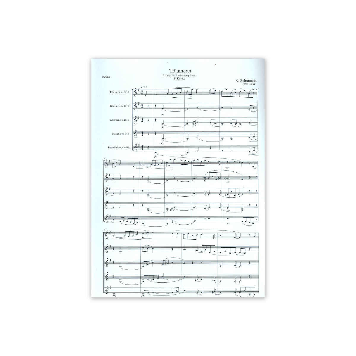 Schumann, Träumerei für 5 Klarinetten View 1