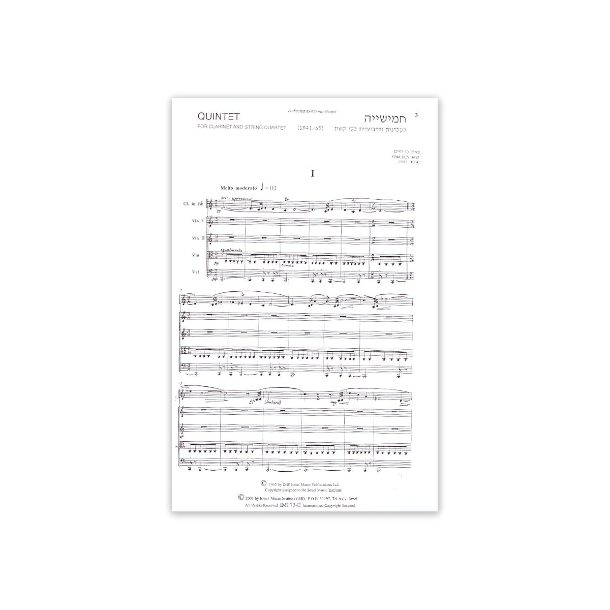Ben-Haim, Klarinettenquintett View 1