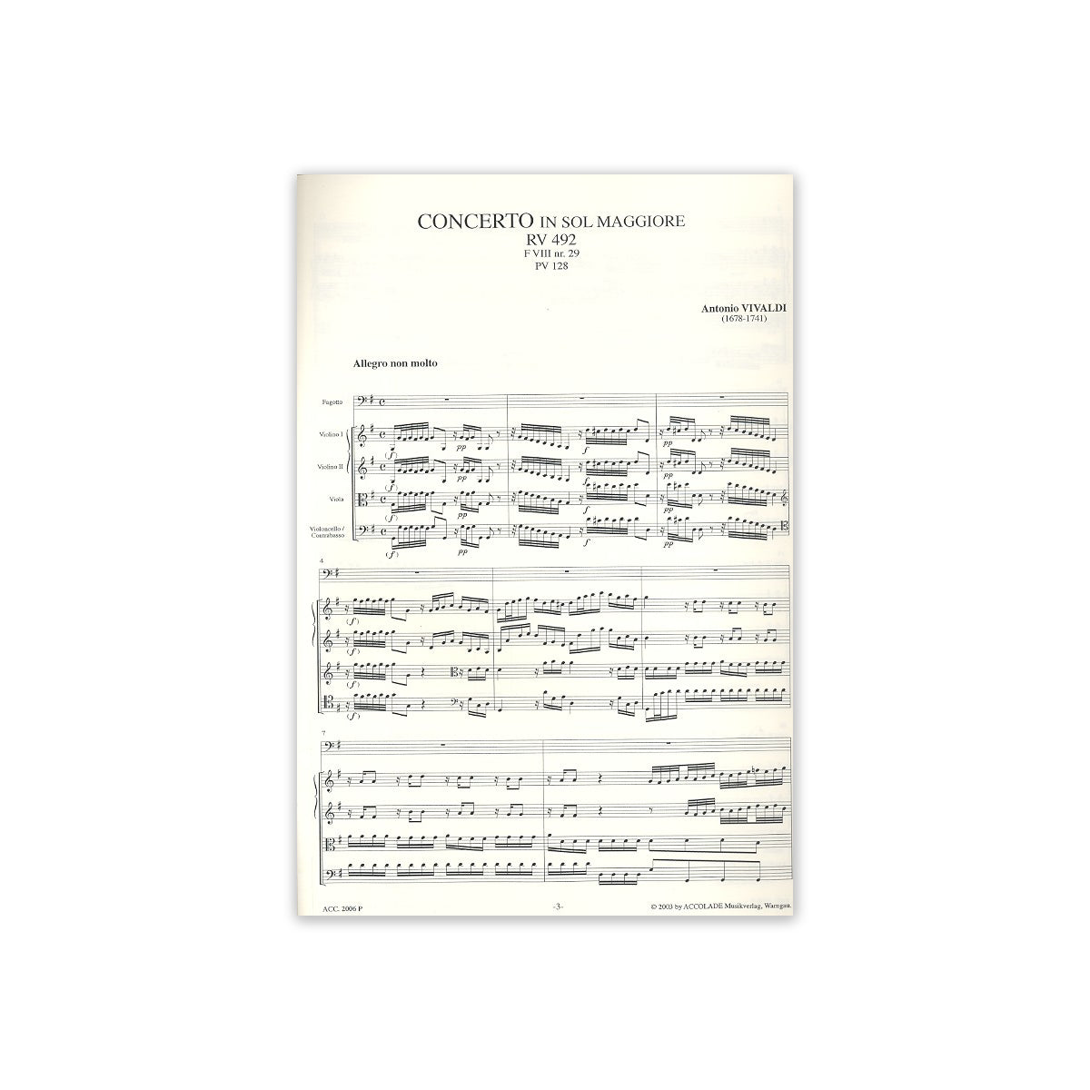 Vivaldi, Konzert G-Dur RV 492 Partitur