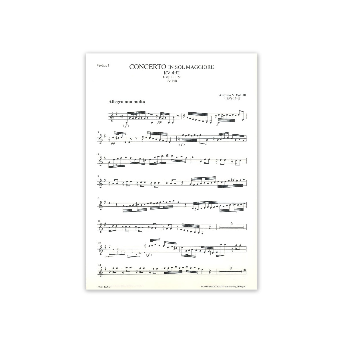 Vivaldi, Konzert G-Dur RV 492 Stimmenset View 1