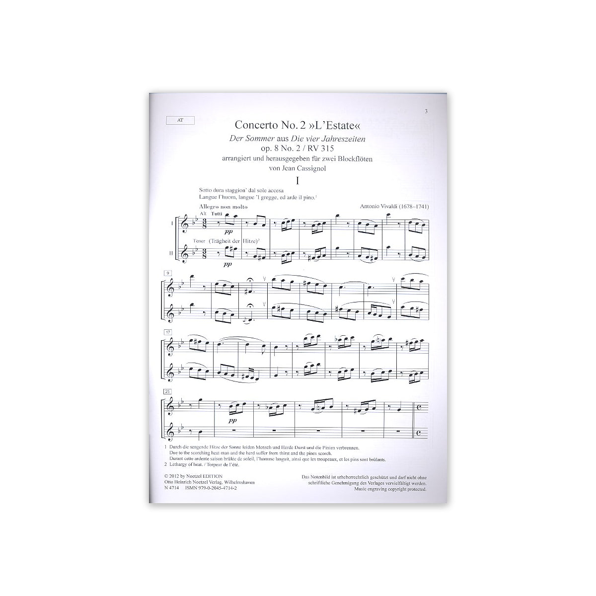 Vivaldi, Sommer op.8/2 (aus 4 Jahreszeiten) View 1