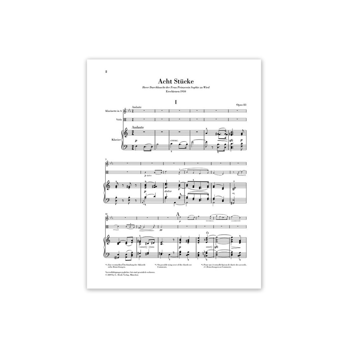 Bruch, 8 Stücke op.83 - Klar.,Va.,Klav. View 1
