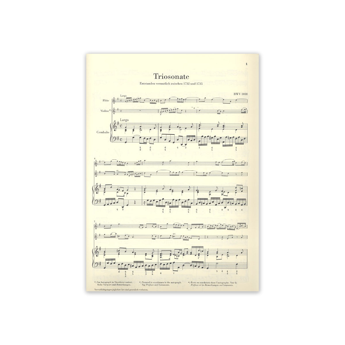 Bach, Triosonate G-Dur BWV 1038
