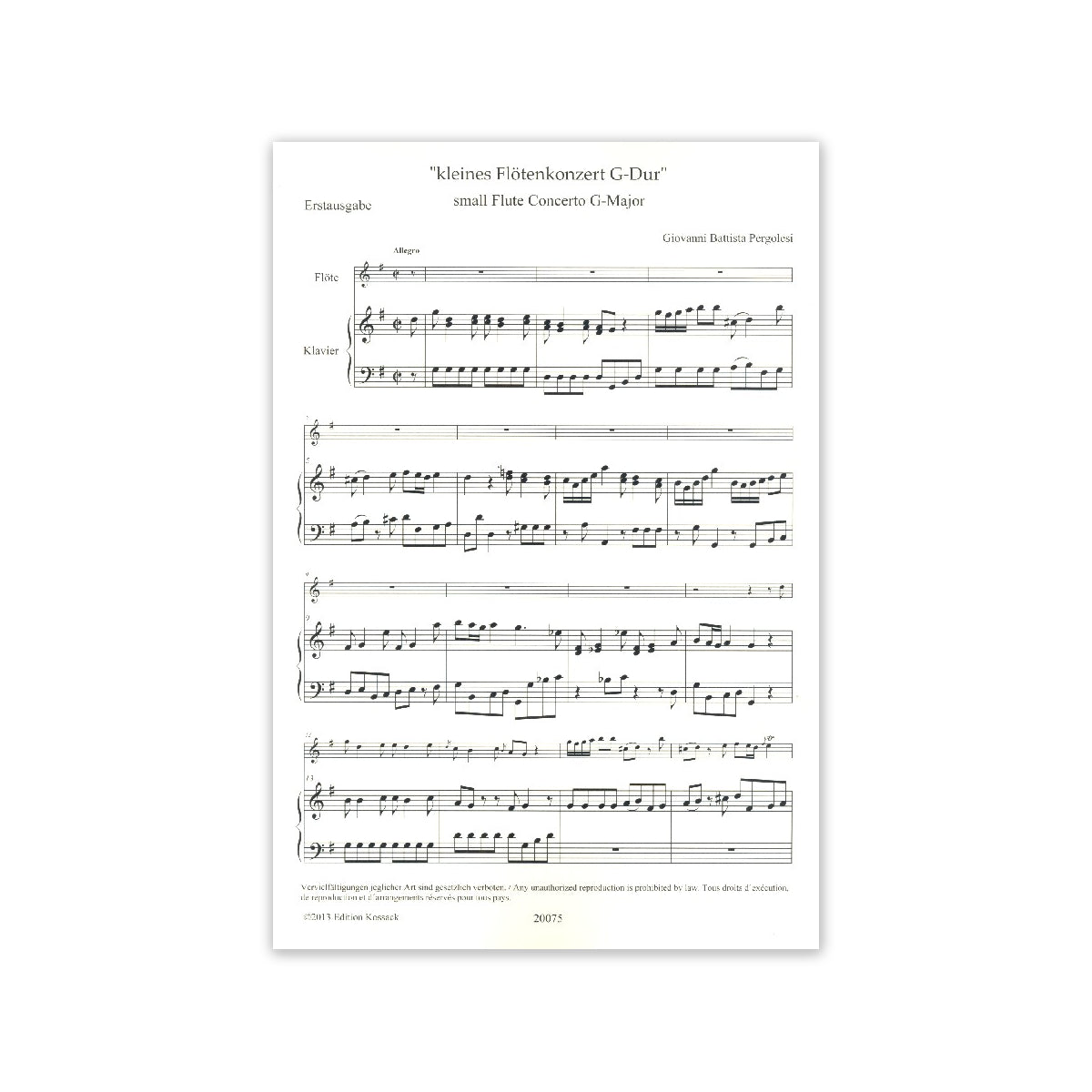 Pergolesi, "Kleines" Flötenkonzert G-Dur
