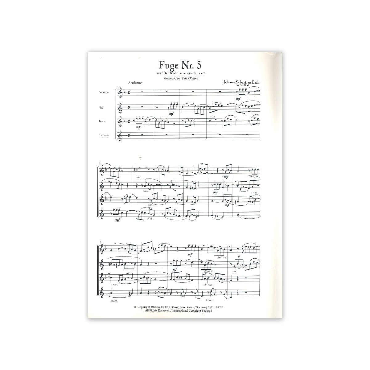 Bach, Fuge 5 BWV 874