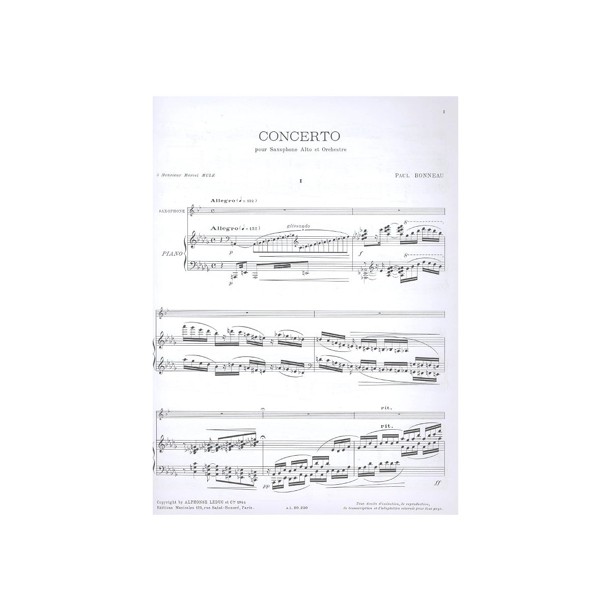Bonneau, Concerto