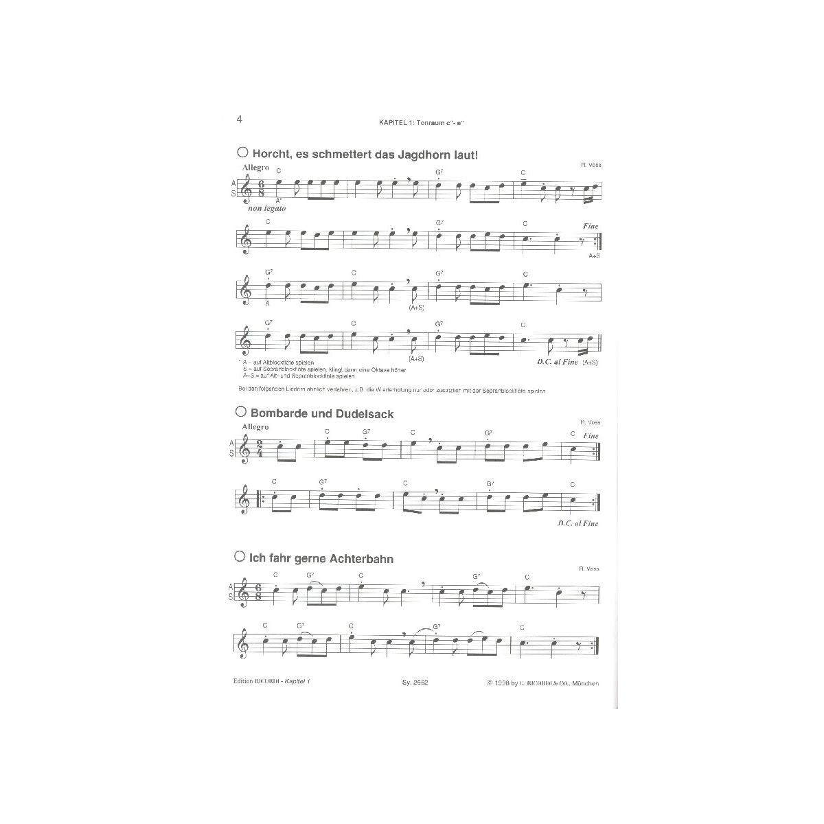 Voss, Mein lustiges Altblockflötenbuch