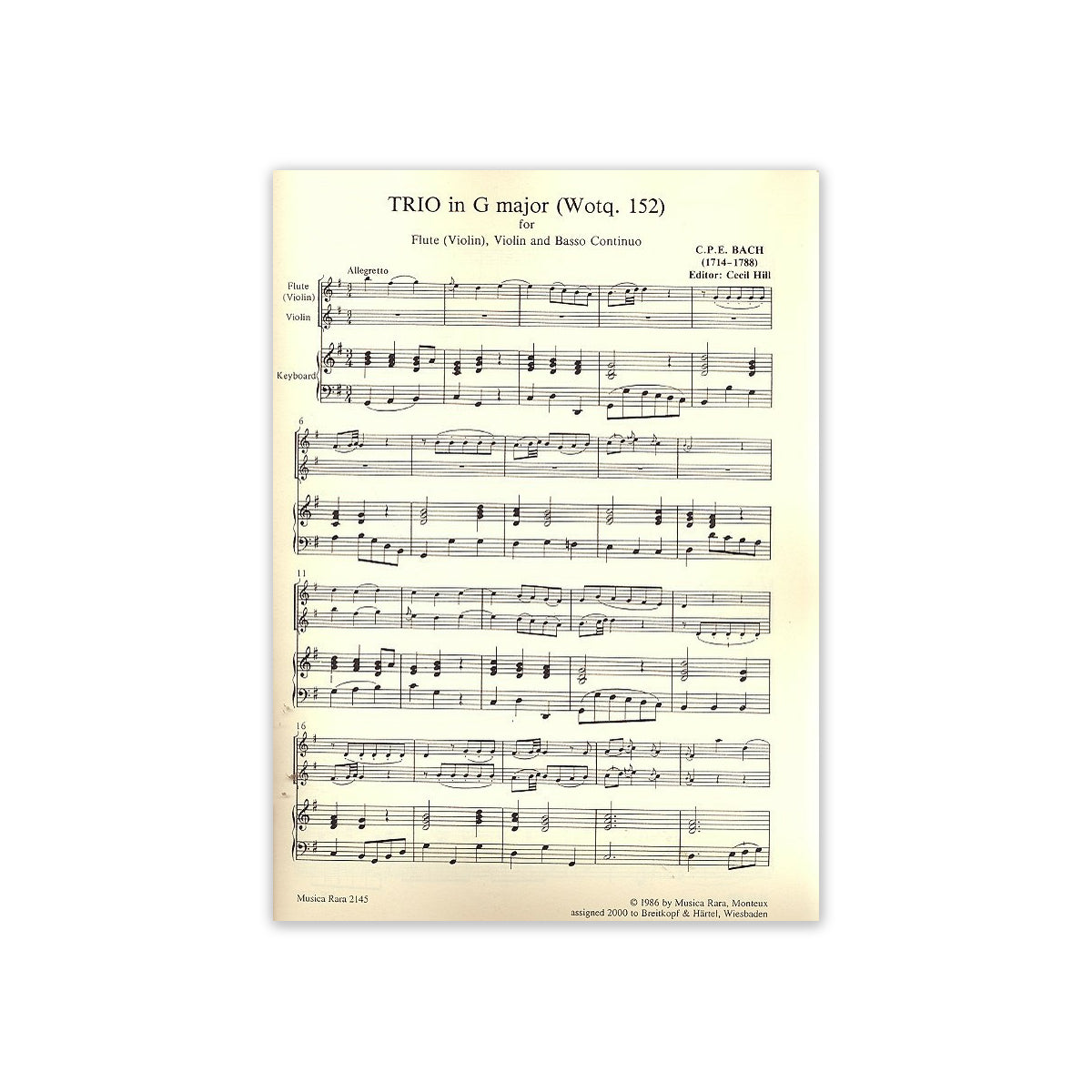 Bach C.Ph.E., Triosonate G-Dur WQ 152 View 2