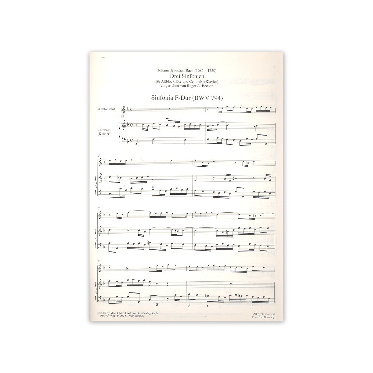 Bach, 3 Sinfonien BWV 794, BWV 795, BWV 796 View 1