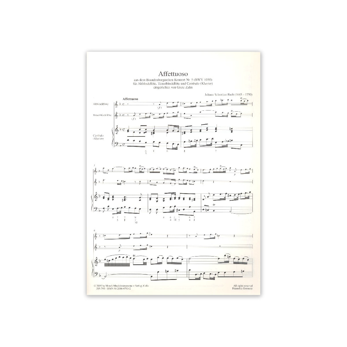 Bach, Affettuoso aus dem 5.Brandenburg. Konz. View 1