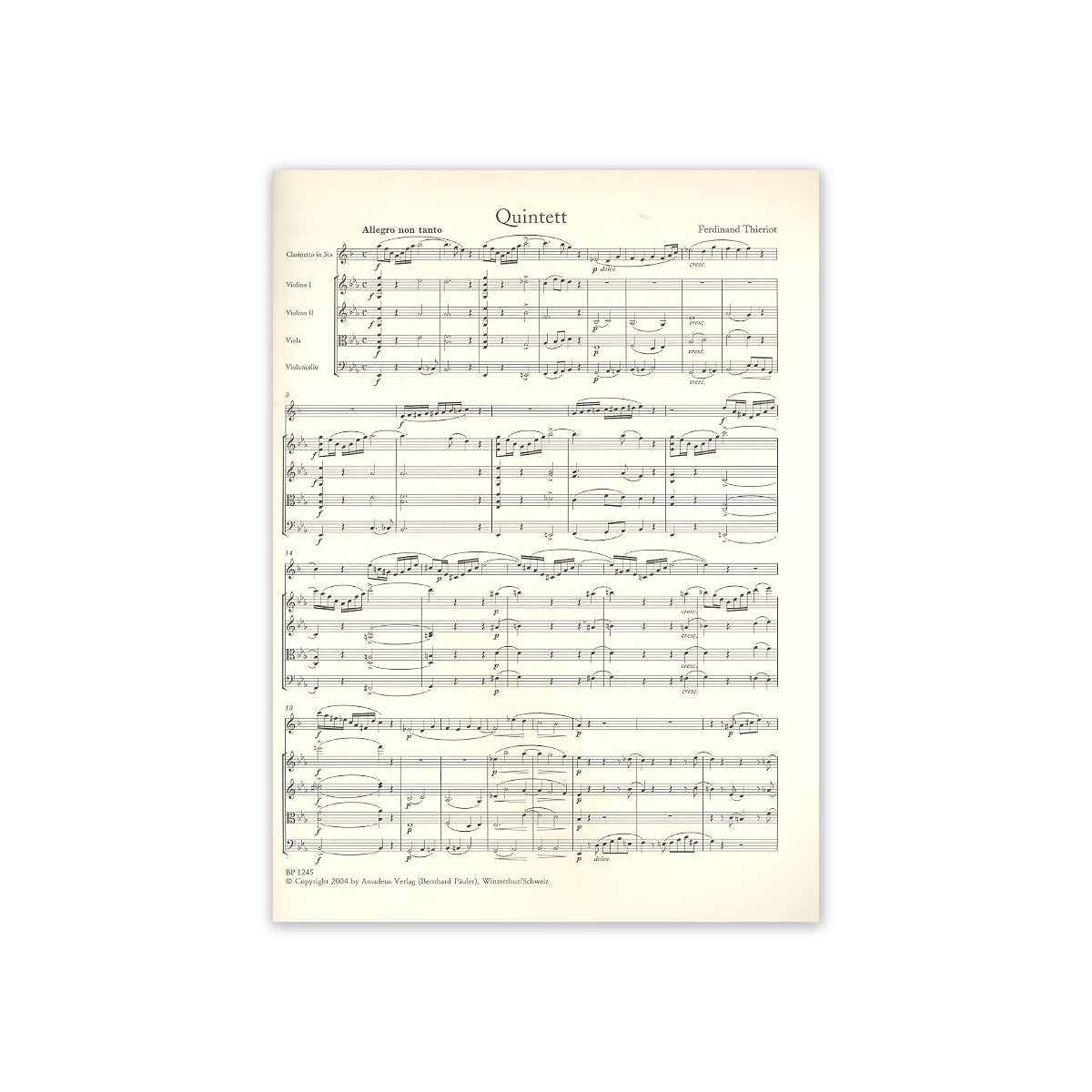 Thieriot, Klarinettenquintett View 1