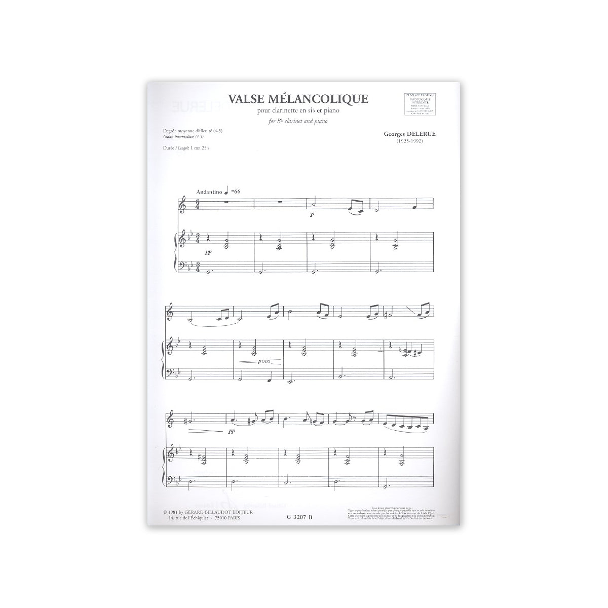 Delerue, Valse melancolique View 1