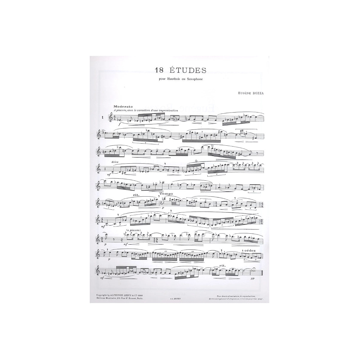 Bozza, 18 études pour hautbois