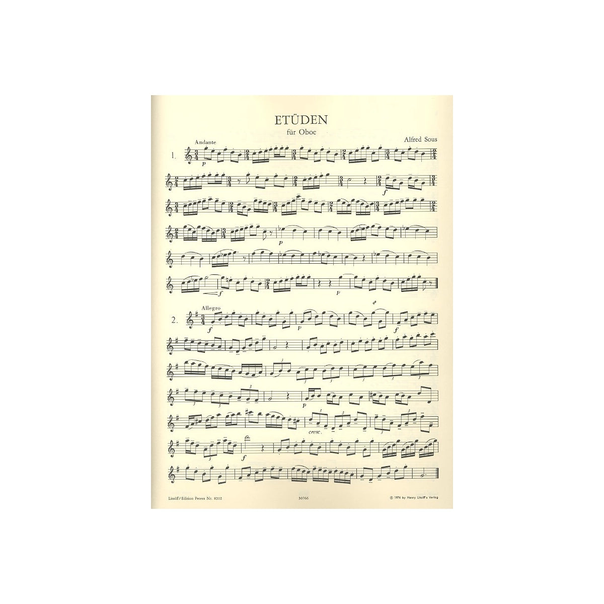 Sous, Etüden für Oboe View 2