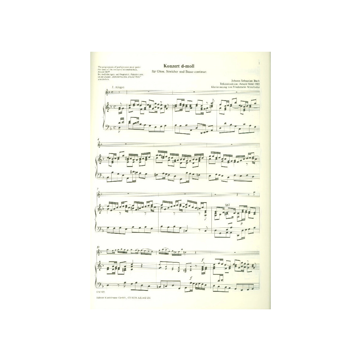 Bach, Konzert d-moll