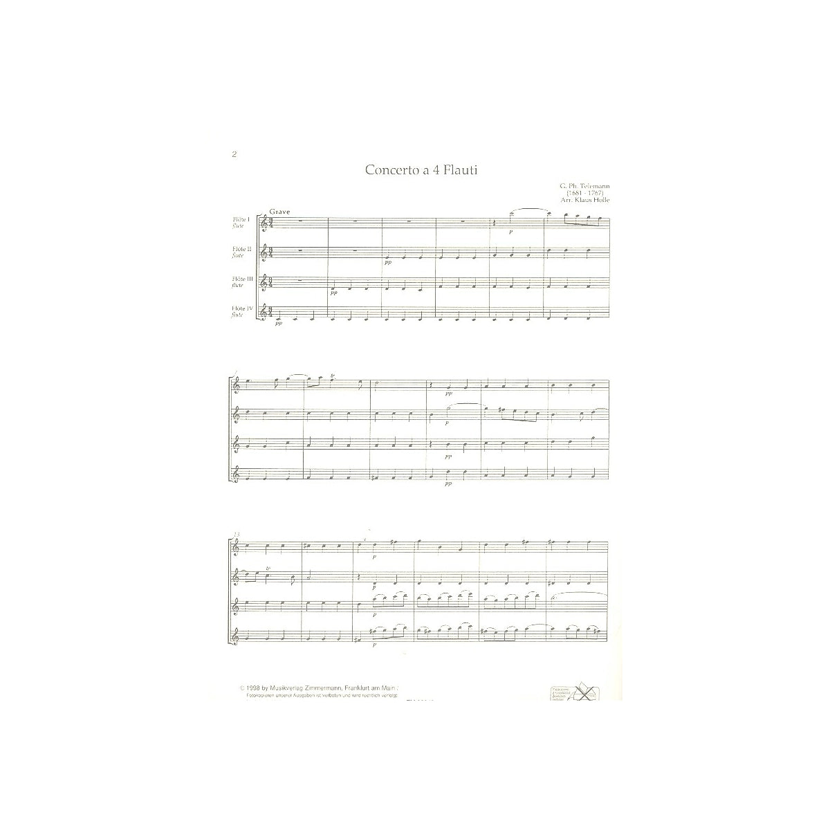 Telemann, Konzert C-Dur à 4 flauti