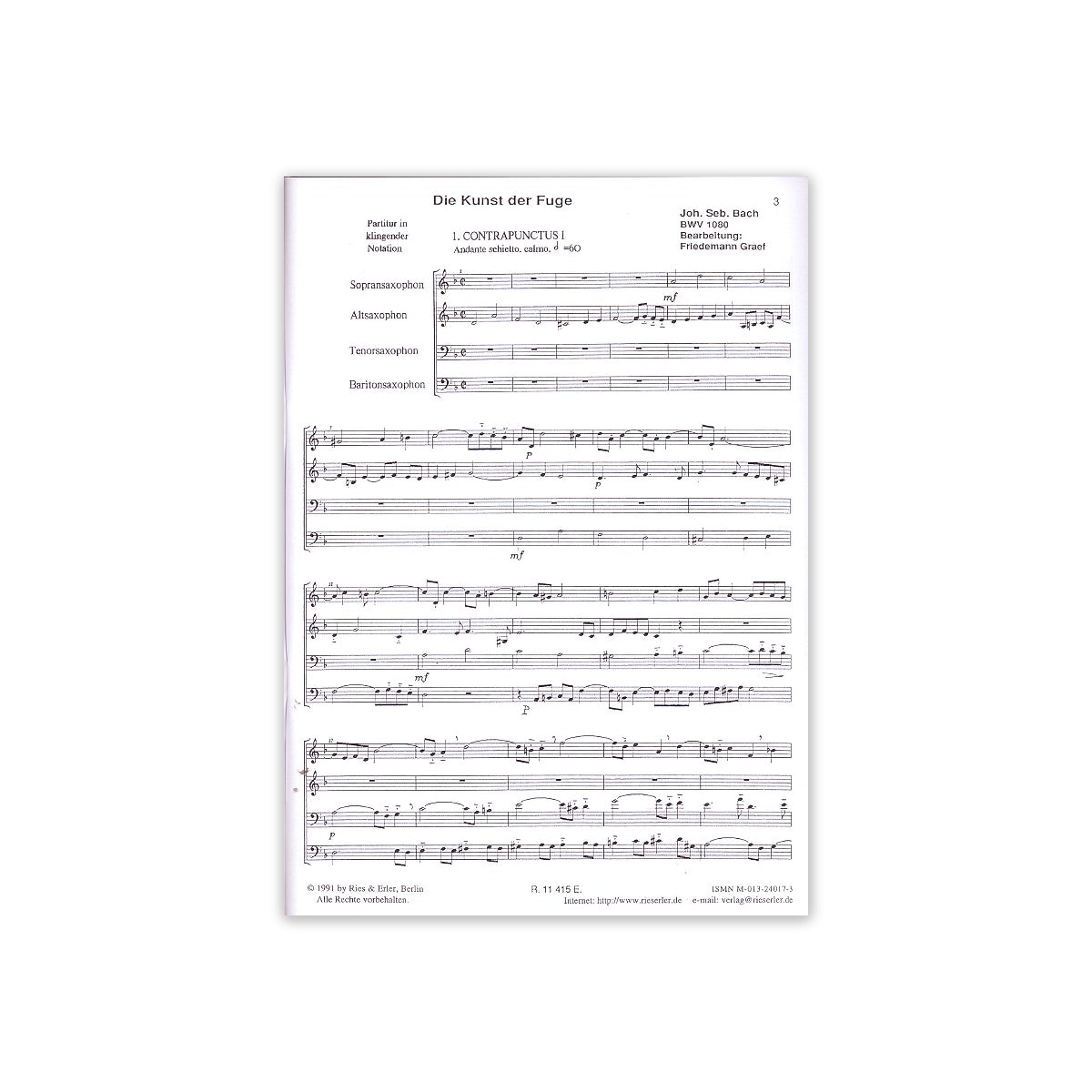 Bach, Die Kunst der Fuge - Partitur & Stimmen View 1