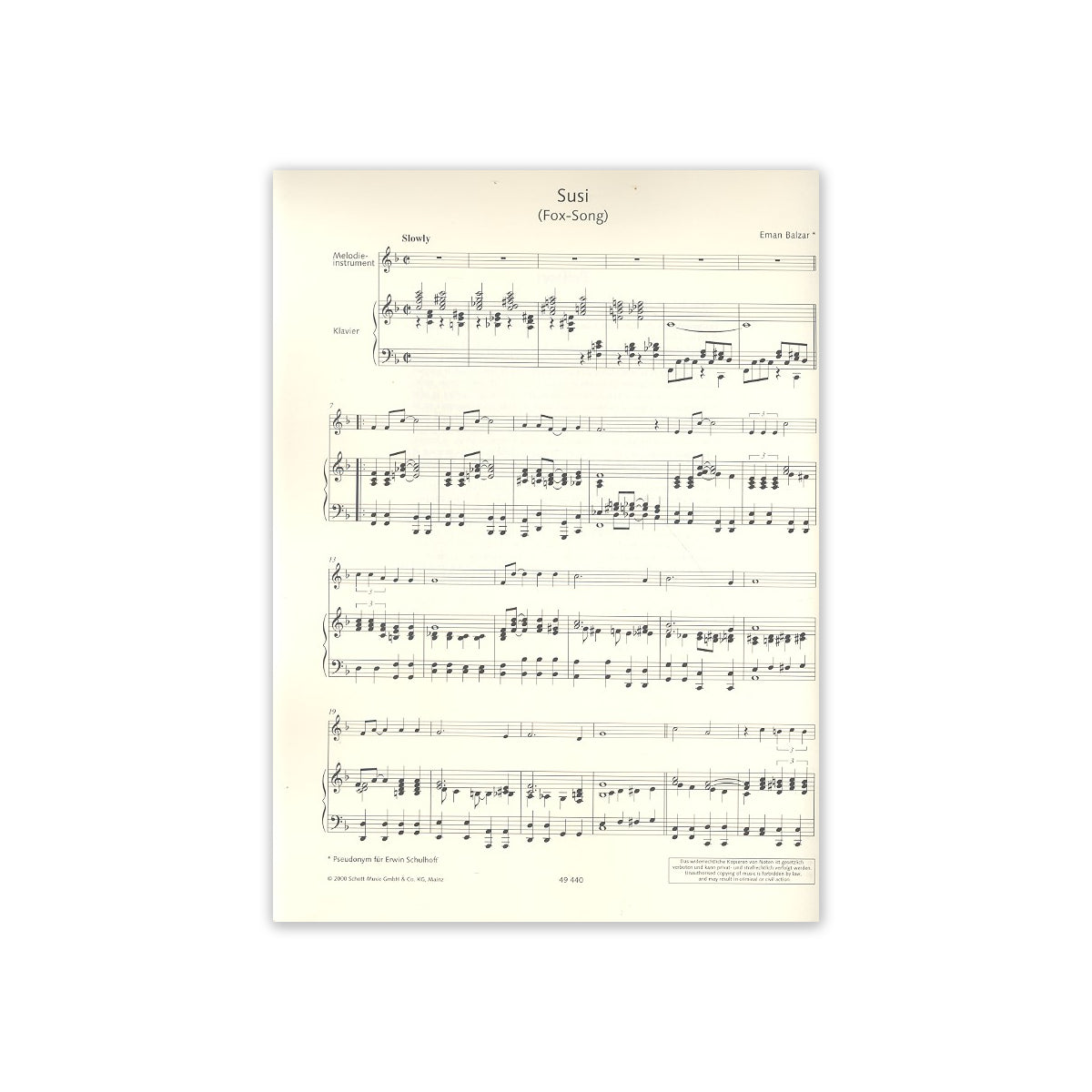 Schulhoff, Susi - Fox-Song View 1