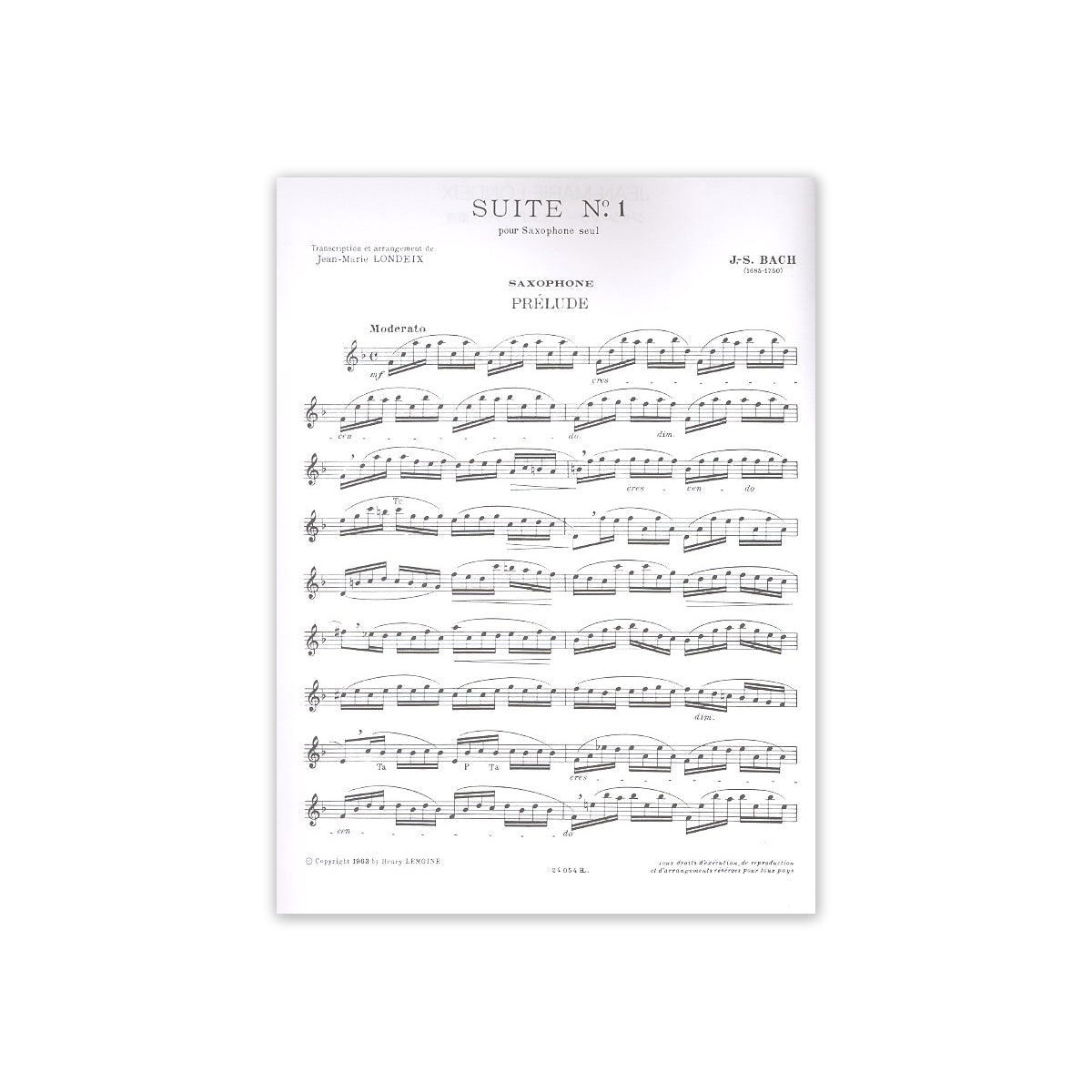 Bach, Suite no.1 pour Saxophone View 1