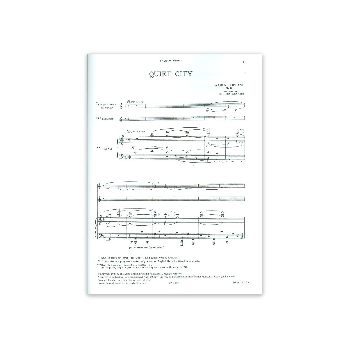 Copland, Quiet City View 1
