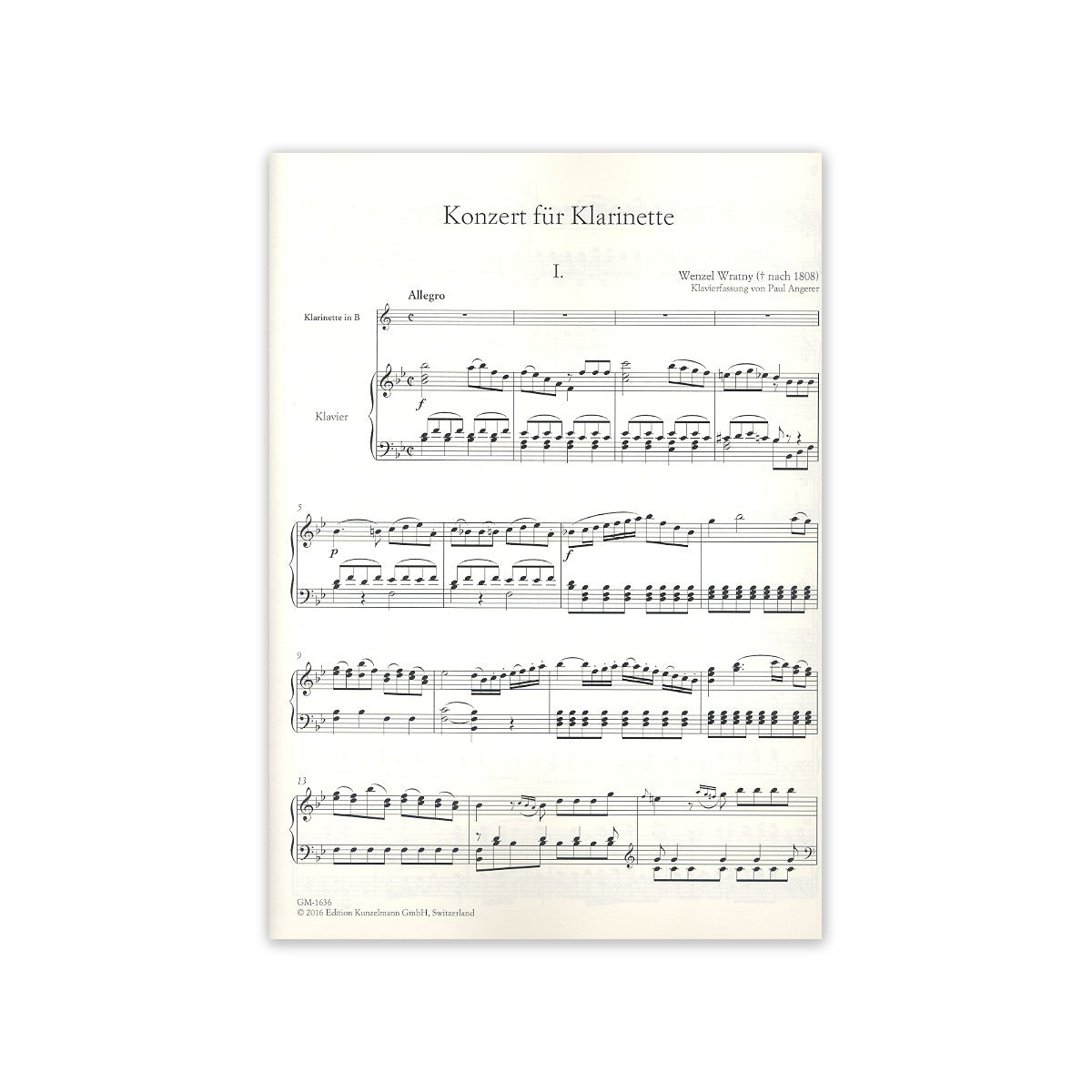 Wratny, Konzert für Klarinette B-Dur View 1