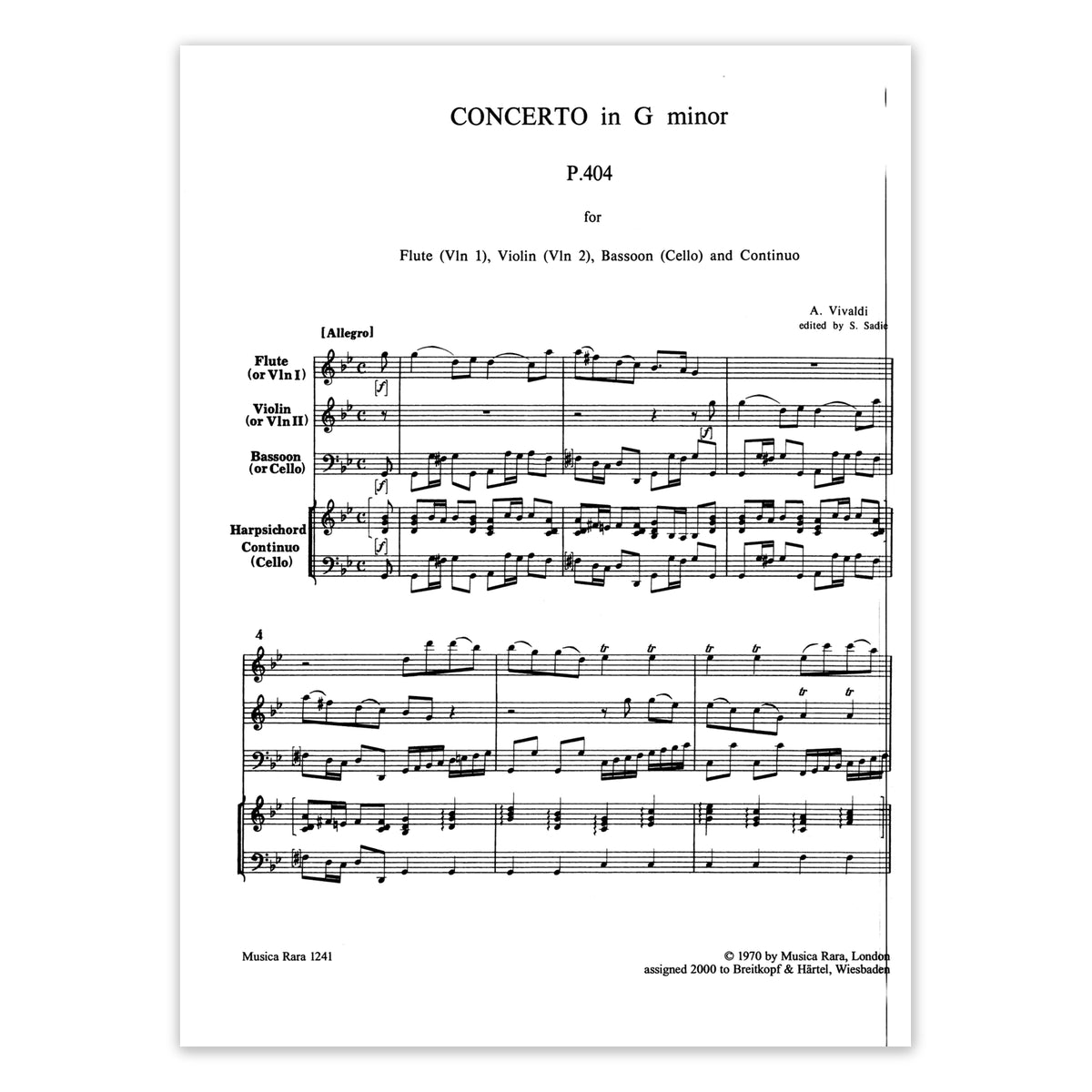 Vivaldi, Concerto g-Moll - Fl.Vl.Fag.Vc. View 1