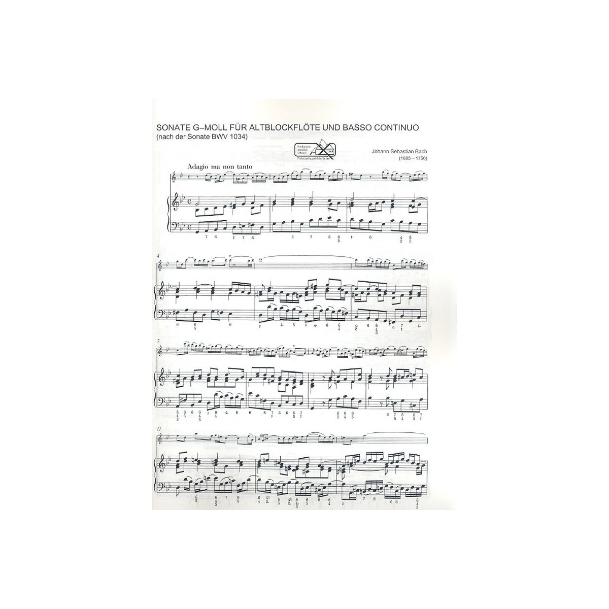 Bach, Sonate g-Moll nach BWV 1034 View 2