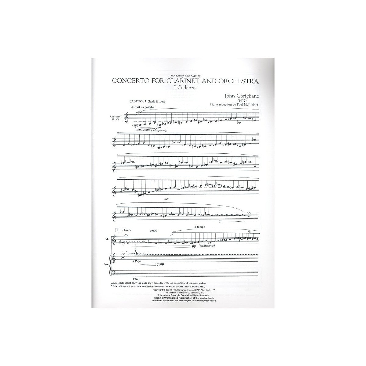 Corigliano, Konzert für Klarinette View 2