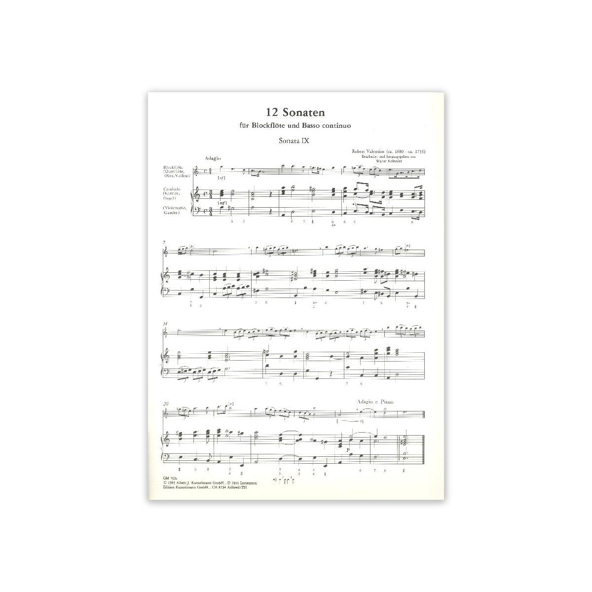 Valentine, 12 Sonaten Band 3 (Nr.9-12) View 1
