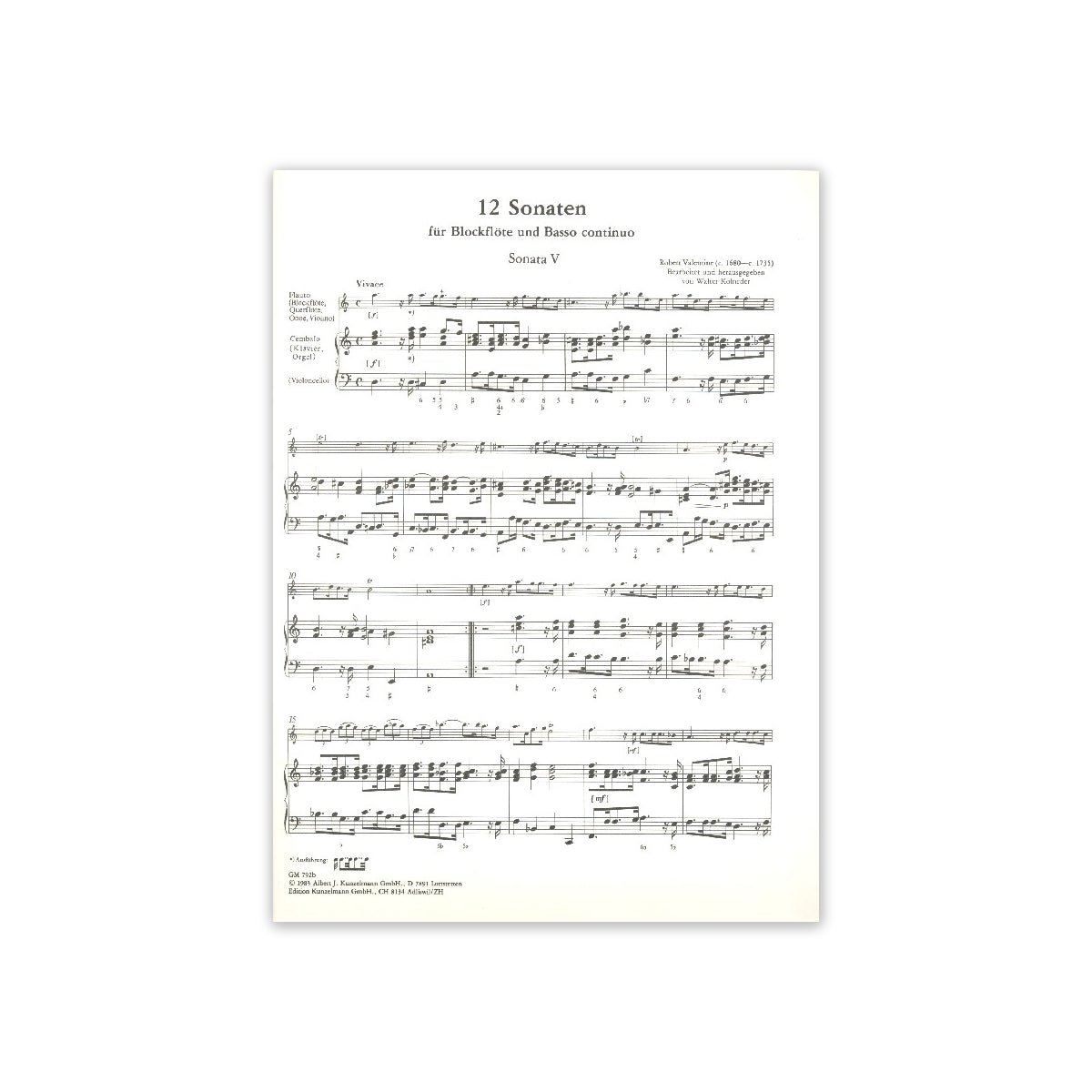 Valentine, 12 Sonaten Band 2 (Nr.5-8) View 1