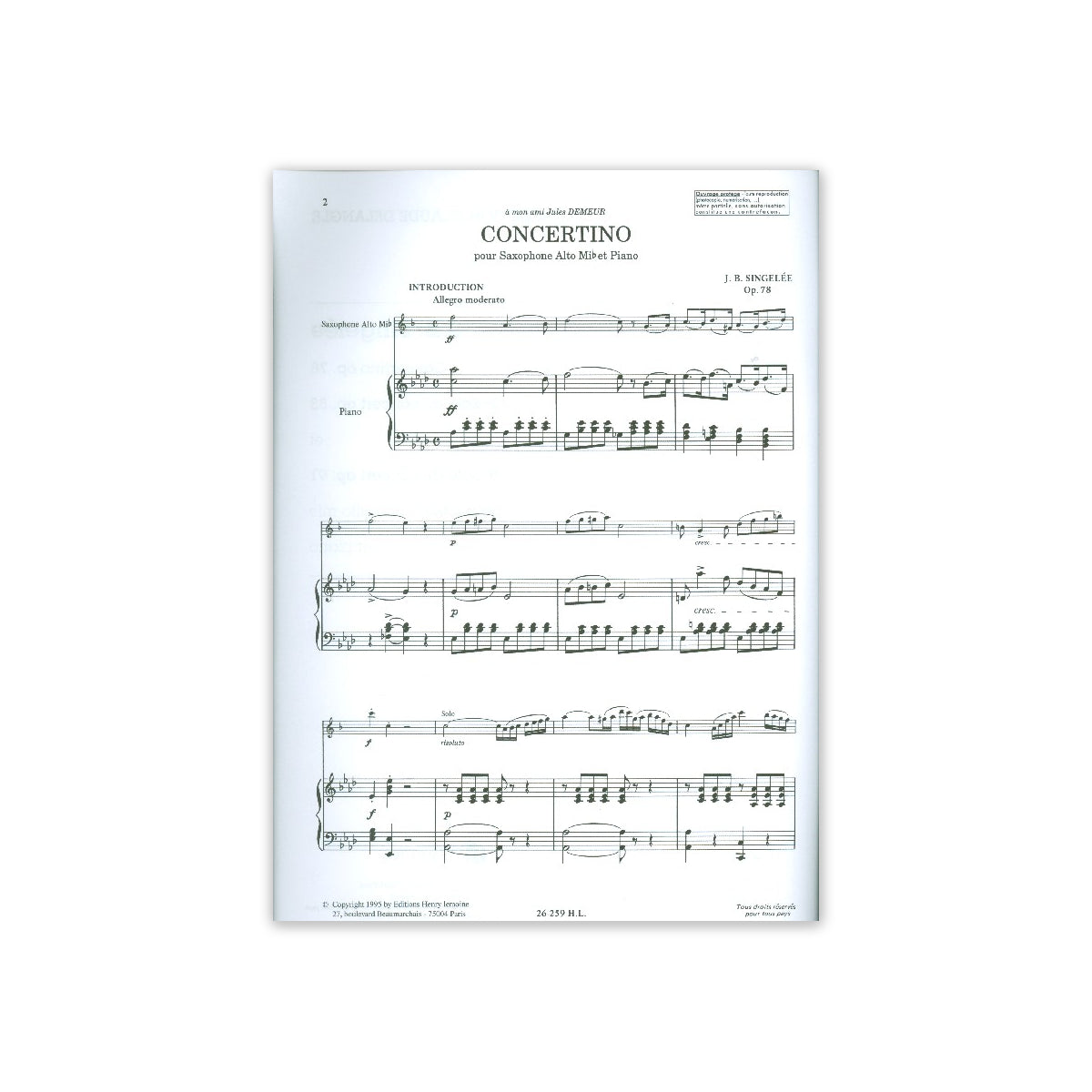 Singelée, Concertino op.78 View 1