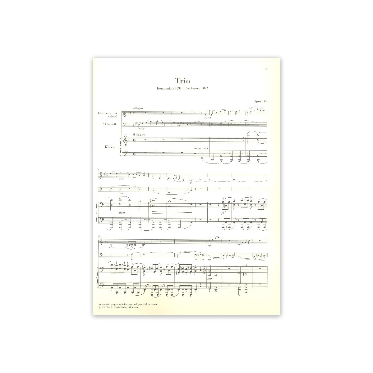 Brahms, Trio a-Moll op.114 View 1