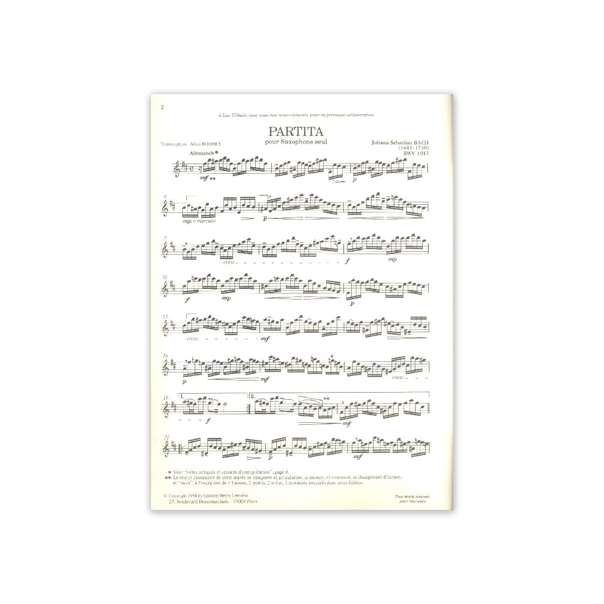 Bach, Partita BWV1013