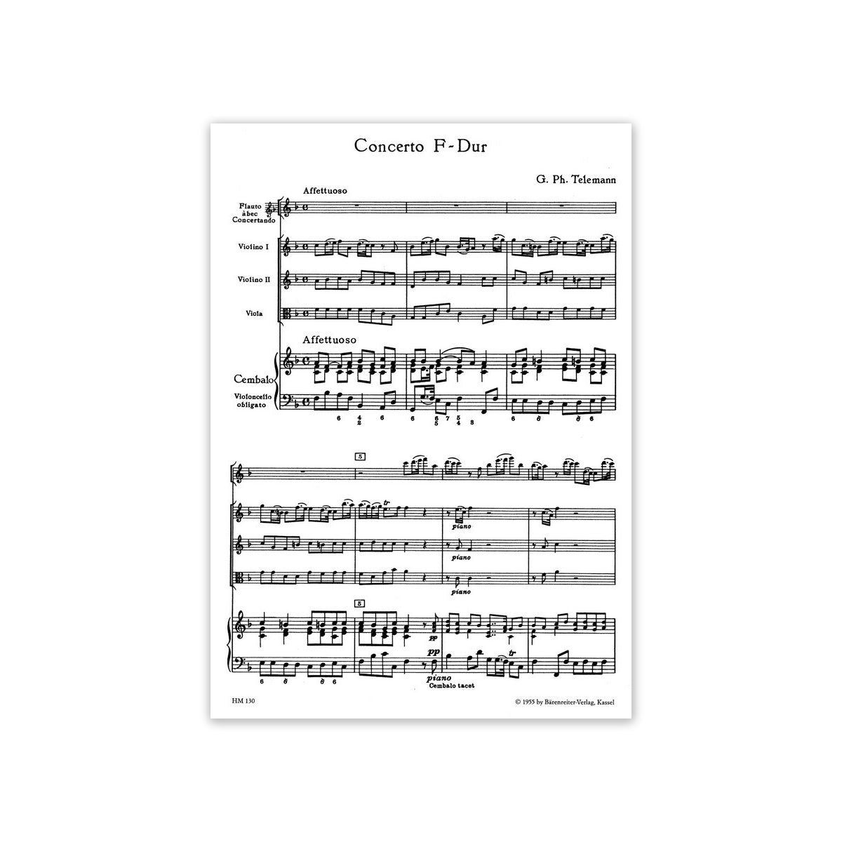 Telemann, Konzert F-Dur für Blockflöte View 1