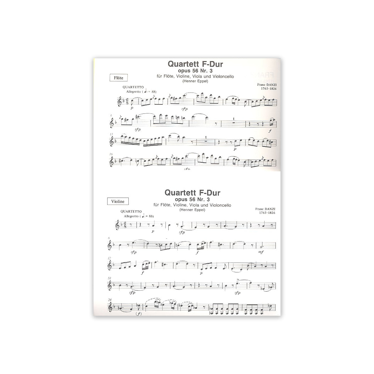 Danzi, Quartett F-Dur op.56,3 für Fl.& Str.Tr View 2