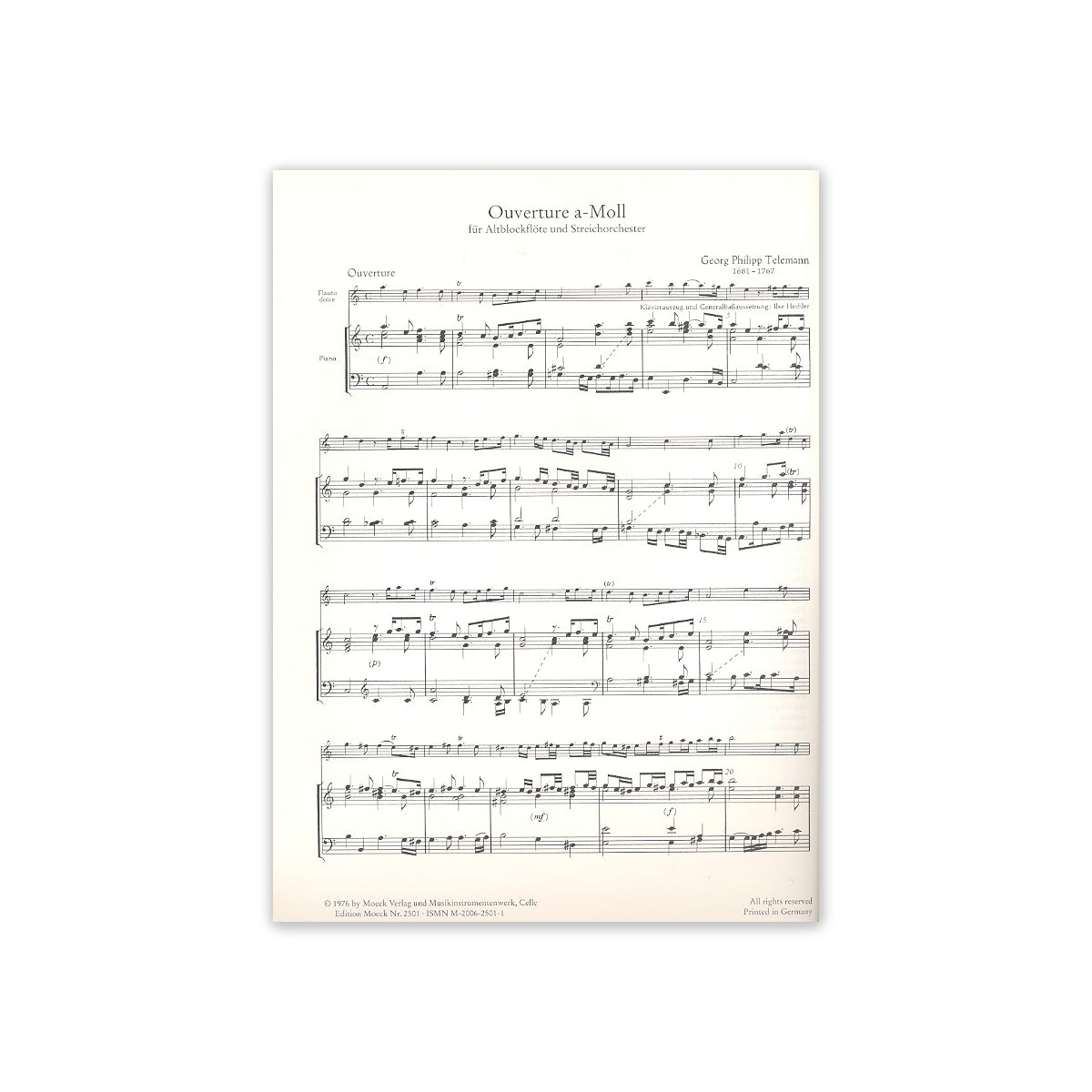 Telemann, Ouvertüre a-moll für Altblfl & Klav View 1