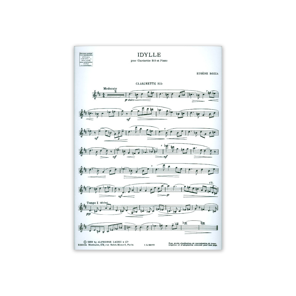 Bozza, Idylle für Klarinette & Klavier View 1