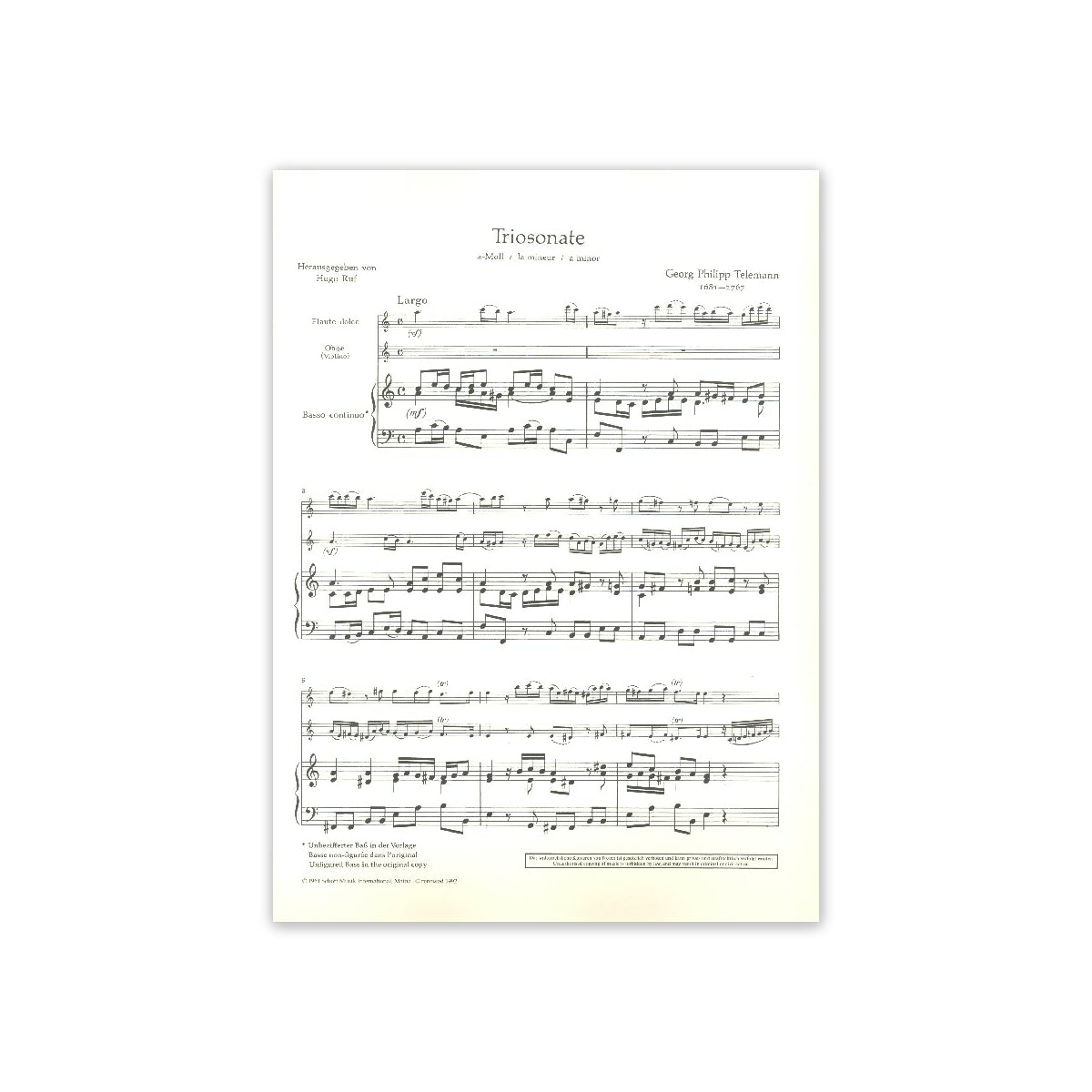 Telemann, Triosonate a-Moll für Altbl. Oboe & View 2