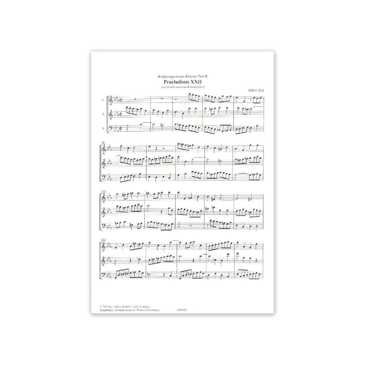 Bach, Praeludium XXII BWV 891 View 1